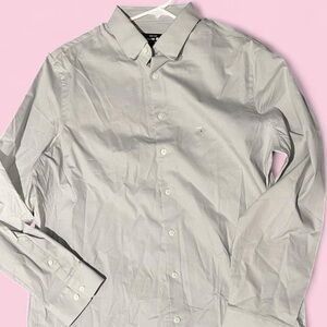 Express Men's Light Gray Long-Sleeve Dress Shirt